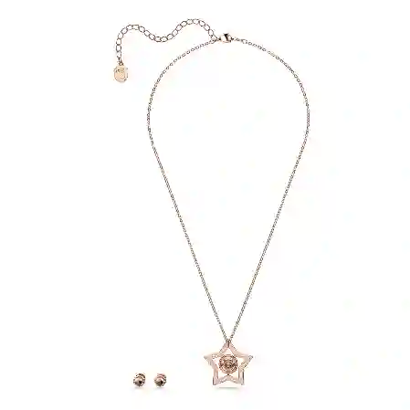 Resim Stella Set, Karışık kesimler, Yıldız, Beyaz, Pembe altın rengi kaplama