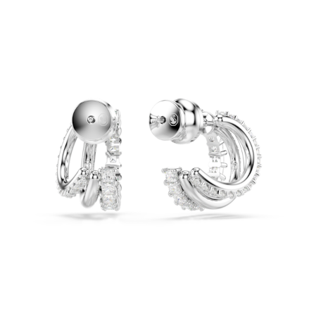 Resim Hyperbola halka küpeler, Yuvarlak kesim, Mini, Beyaz, Rodyum kaplama