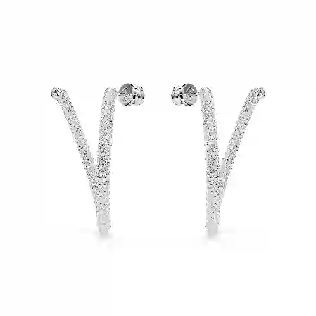 Resim Dextera halka küpeler, Yuvarlak kesim, Beyaz, Rodyum kaplama