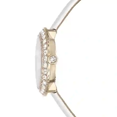 Resim Matrix Tennis Saat, İsviçre Üretimi, Deri kayış, Beyaz, Şampanya altın rengi yüzey