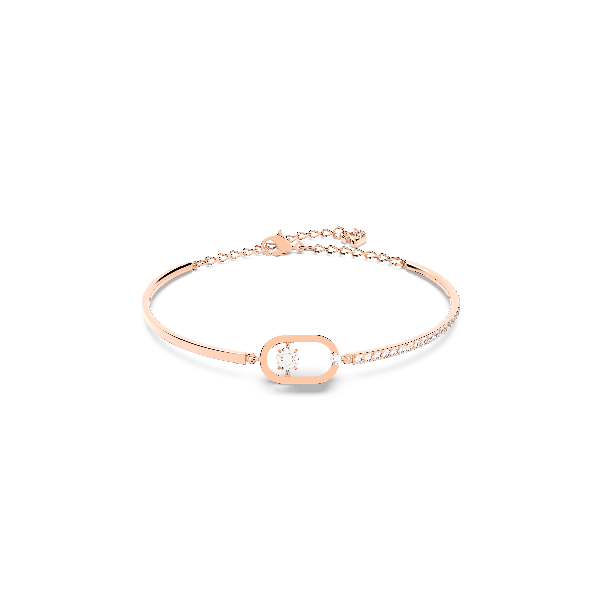 Resim Swarovski Sparkling Dance Bileklik, Yuvarlak kesim, Oval şekil, Beyaz, Pembe altın rengi kaplama