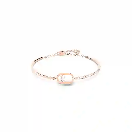 Resim Swarovski Sparkling Dance Bileklik, Yuvarlak kesim, Oval şekil, Beyaz, Pembe altın rengi kaplama