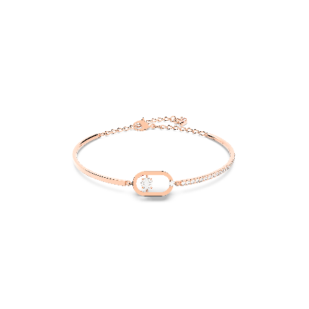 Resim Swarovski Sparkling Dance Bileklik, Yuvarlak kesim, Oval şekil, Beyaz, Pembe altın rengi kaplama