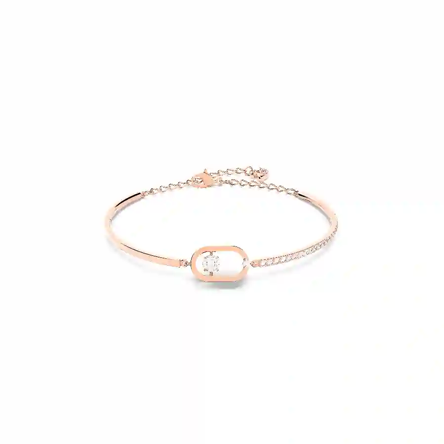 Resim Swarovski Sparkling Dance Bileklik, Yuvarlak kesim, Oval şekil, Beyaz, Pembe altın rengi kaplama