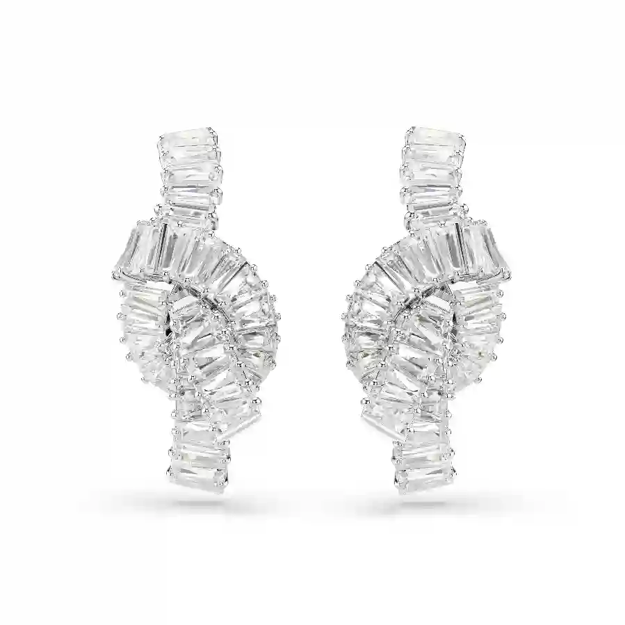 Resim Matrix Küpeler, Baget kesim, Düğüm, Beyaz, Rodyum kaplama