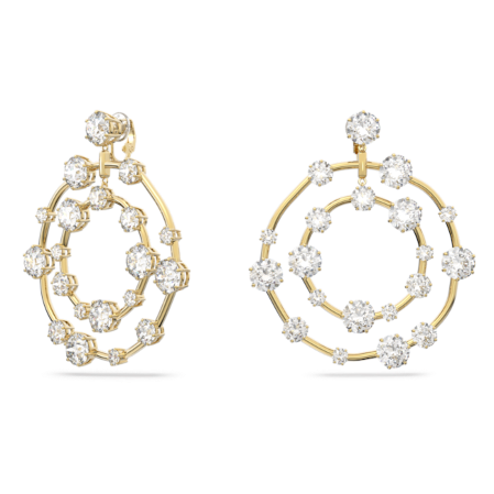 Resim Constella Klipsli Küpeler, Yuvarlak kesim, Beyaz, Altın rengi kaplama