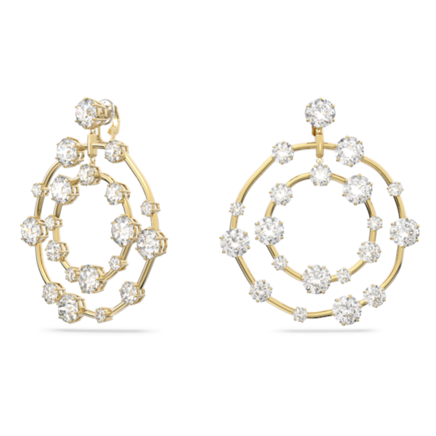 Resim Constella Klipsli Küpeler, Yuvarlak kesim, Beyaz, Altın rengi kaplama