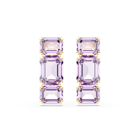 Resim Millenia damla küpeler, Sekizgen kesim, Mor, Altın rengi kaplama