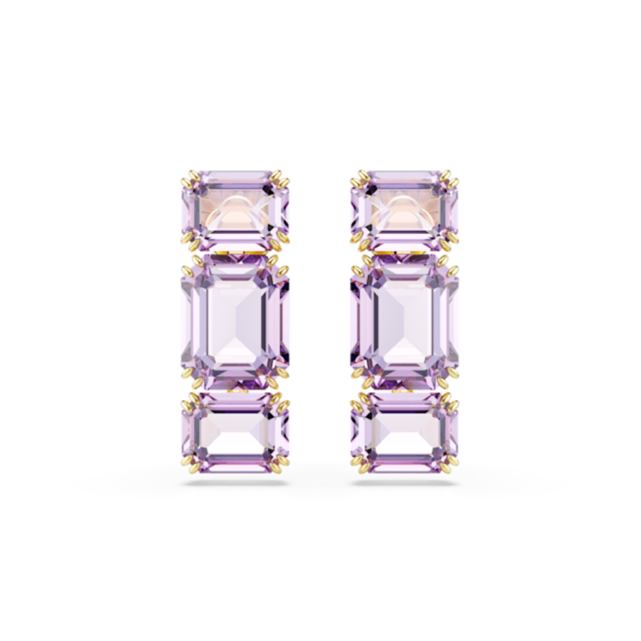 Resim Millenia damla küpeler, Sekizgen kesim, Mor, Altın rengi kaplama