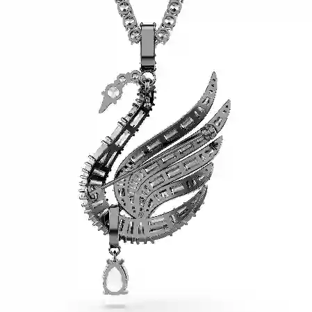 Resim Swan Vienna Kolye ve broş, Kuğu, Beyaz, Rutenyum kaplama