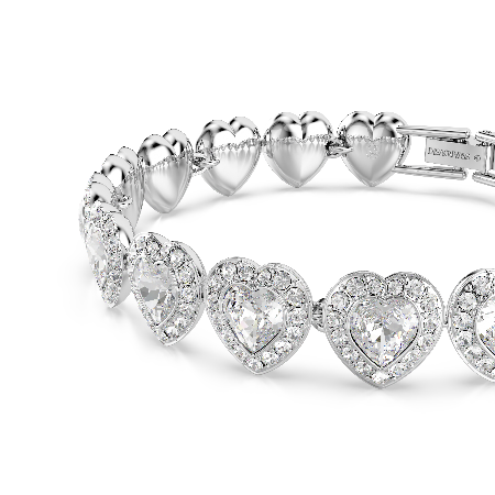 Resim Ariana Grande x Swarovski Tennis bileklik, Karışık kesimler, Kalp, Beyaz, Rodyum kaplama