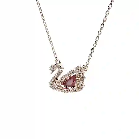 Resim Swan Kolye, Kuğu, Kırmızı, Pembe altın rengi kaplama