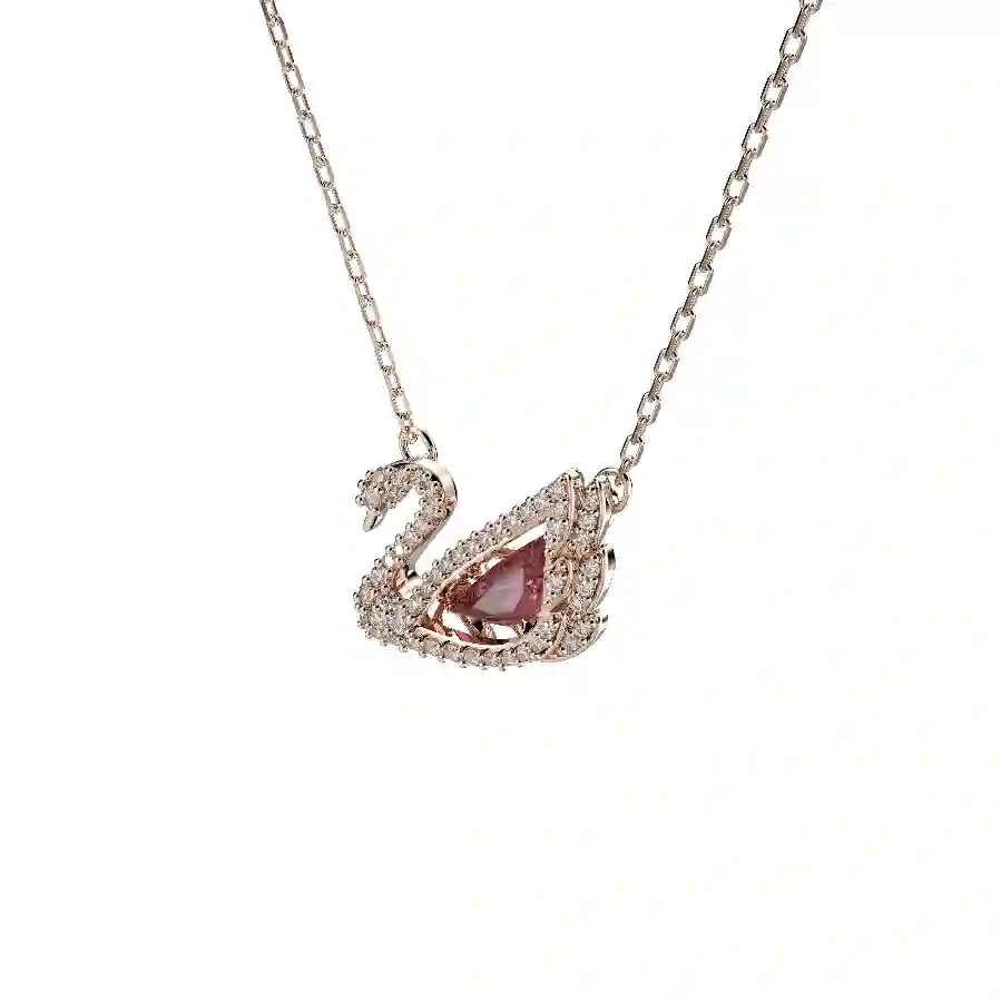 Resim Swan Kolye, Kuğu, Kırmızı, Pembe altın rengi kaplama