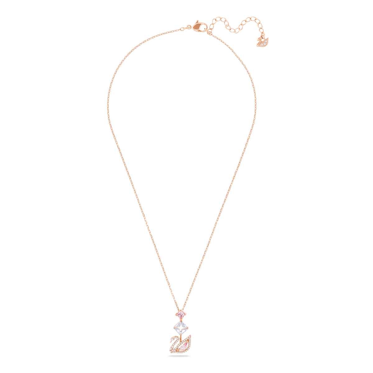 Resim Dazzling Swan Kolye, Kuğu, Pembe, Pembe altın rengi kaplama