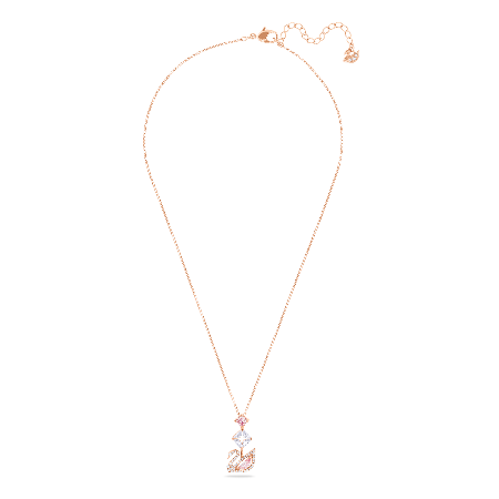 Resim Dazzling Swan Kolye, Kuğu, Pembe, Pembe altın rengi kaplama