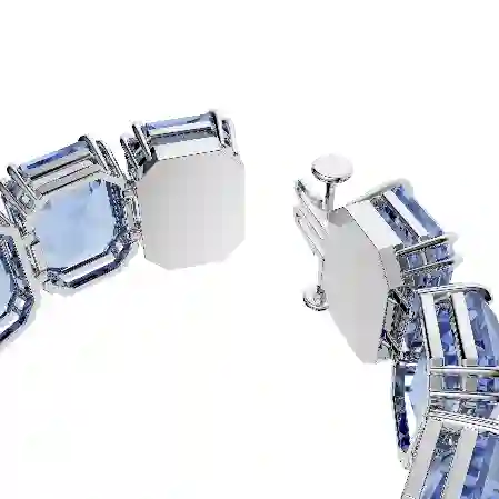 Resim Millenia Bileklik, Büyük kristaller, Sekizgen kesim, Mavi, Rodyum kaplama