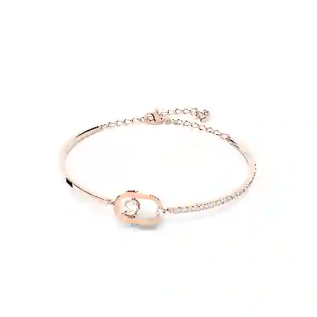 Resim Swarovski Sparkling Dance Bileklik, Yuvarlak kesim, Oval şekil, Beyaz, Pembe altın rengi kaplama