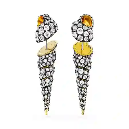 Resim Idyllia damla küpeler, Asimetrik tasarım, Yuvarlak kesim, Deniz Kabuğu, Beyaz, Karışık metal yüzey