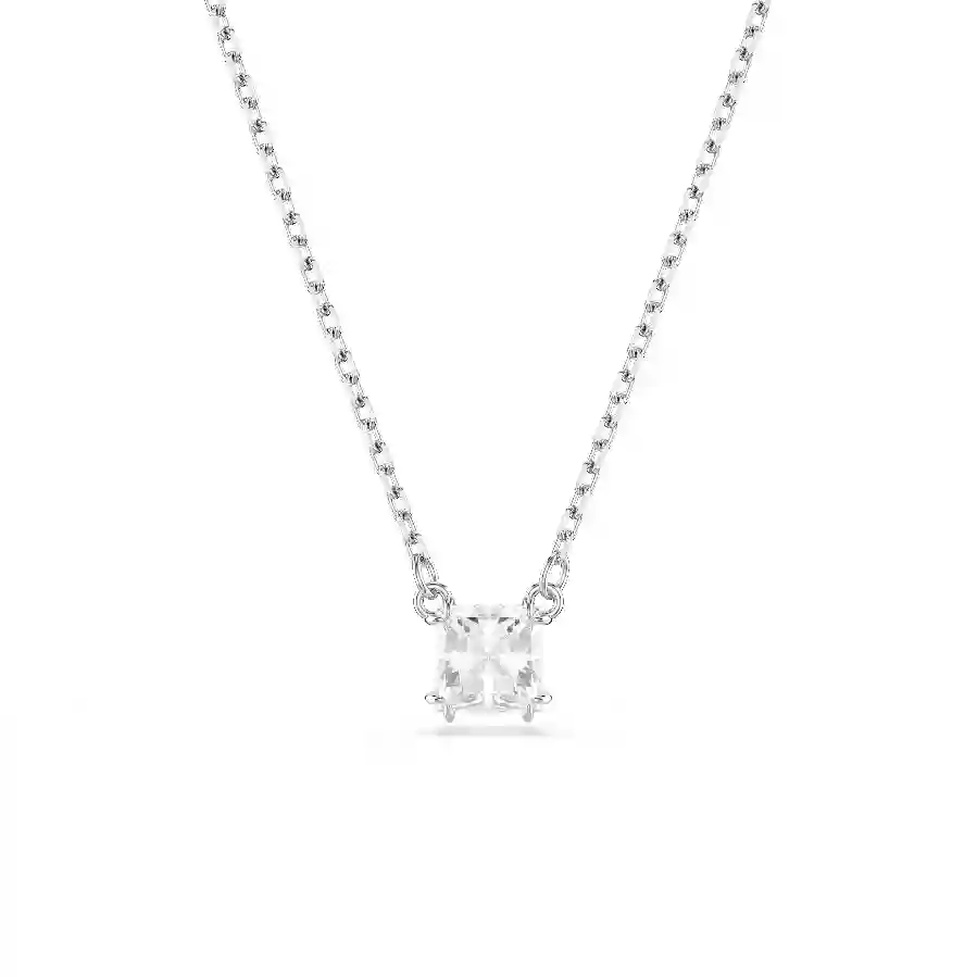 Resim Stilla Attract Kolye, Kare kesim, Beyaz, Rodyum kaplama