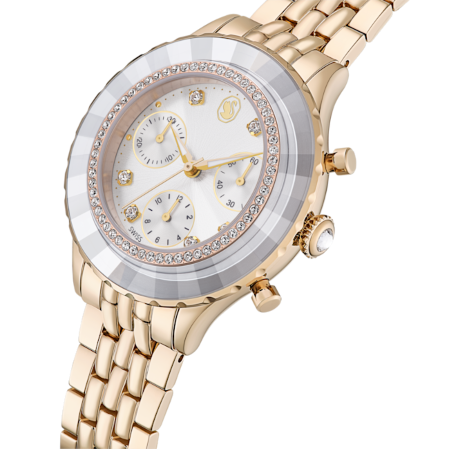 Resim Octea chrono Saat, İsviçre Üretimi, Metal bileklik, Altın Rengi, Şampanya altın rengi yüzey