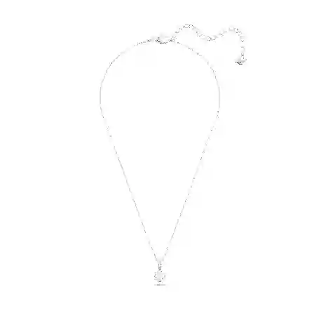 Resim Solitaire Kolye, Yuvarlak kesim, Beyaz, Rodyum kaplama