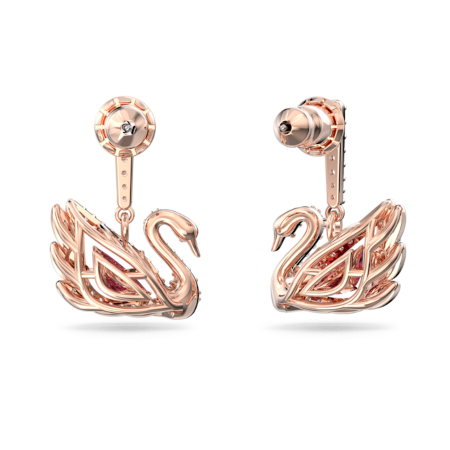 Resim Swan damla küpeler, Kuğu, Kırmızı, Pembe altın rengi kaplama