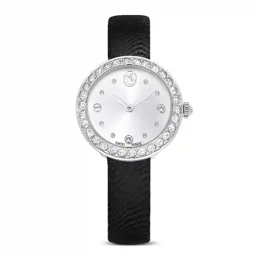 Resim Matrix Tennis Saat, İsviçre Üretimi, Deri kayış, Siyah, Paslanmaz çelik