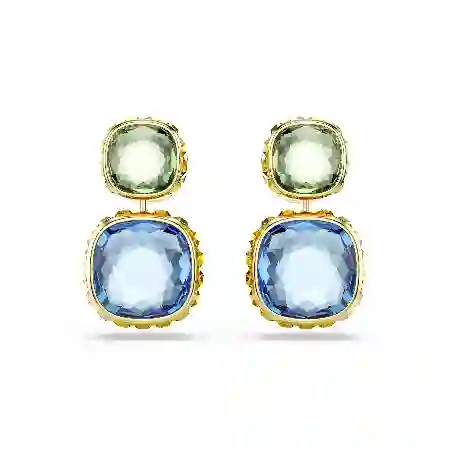 Resim Chroma damla küpeler, Yastık kesim, Çok renkli, Altın rengi kaplama