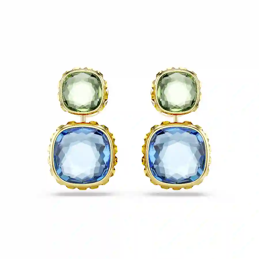 Resim Chroma damla küpeler, Yastık kesim, Çok renkli, Altın rengi kaplama