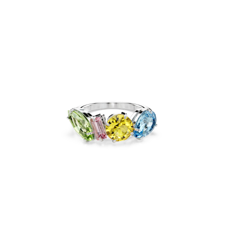 Resim Gema Yüzük, Karışık kesimler, Çok renkli, Rodyum kaplama