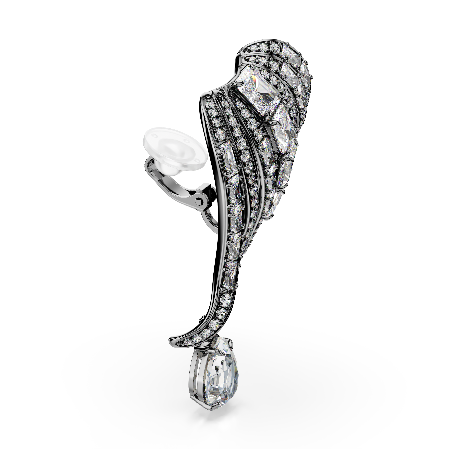 Resim The Vienna Collection kelepçe küpe, Tüy, Beyaz, Rutenyum kaplama