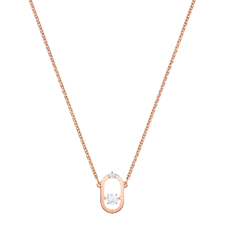 Resim Swarovski Sparkling Dance Kolye, Yuvarlak kesim, Oval şekil, Beyaz, Pembe altın rengi kaplama