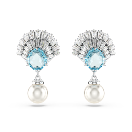 Resim Idyllia damla küpeler, Kristal inci, Deniz Kabuğu, Mavi, Rodyum kaplama