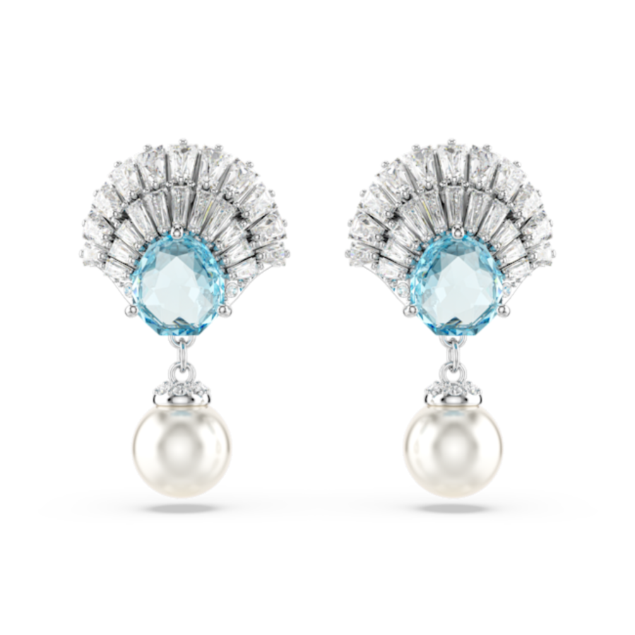 Resim Idyllia damla küpeler, Kristal inci, Deniz Kabuğu, Mavi, Rodyum kaplama