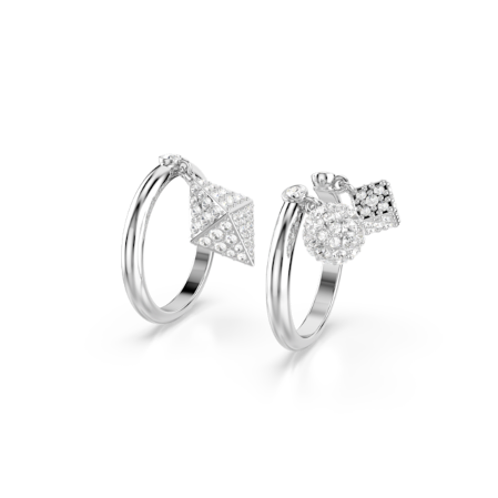 Resim Dextera Yüzük, Set (2), Küre ve küp, Beyaz, Rodyum kaplama