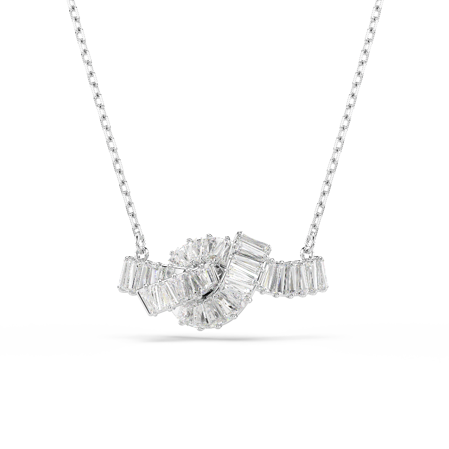 Resim Matrix Kolye, Baget kesim, Düğüm, Beyaz, Rodyum kaplama