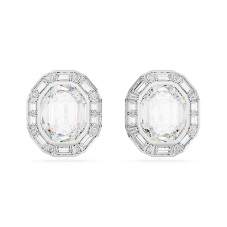 Resim Mesmera Klipsli Küpeler, Sekizgen kesim, Beyaz, Rodyum kaplama