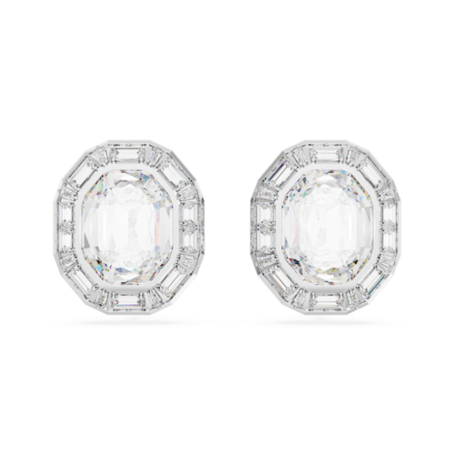 Resim Mesmera Klipsli Küpeler, Sekizgen kesim, Beyaz, Rodyum kaplama