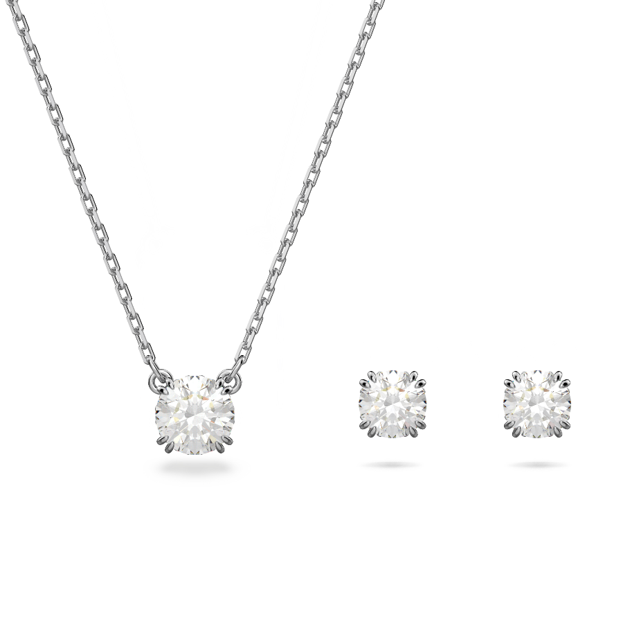 Resim Constella Set, Yuvarlak kesim, Beyaz, Rodyum kaplama