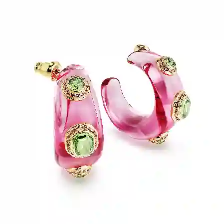 Resim Dulcis halka küpeler, Karışık kesimler, Çok renkli, Altın rengi kaplama