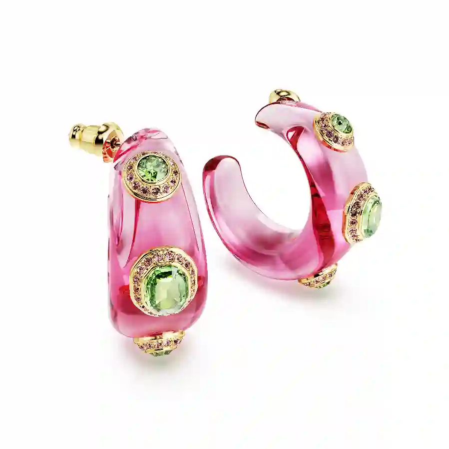 Resim Dulcis halka küpeler, Karışık kesimler, Çok renkli, Altın rengi kaplama