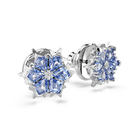 Resim Magic düğme Küpeler, Kar tanesi, Mavi, Rodyum kaplama