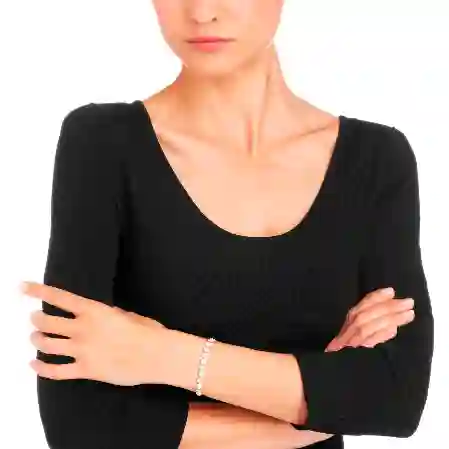 Resim Una Angelic Bileklik, Karışık yuvarlak kesimler, Beyaz, Rodyum kaplama