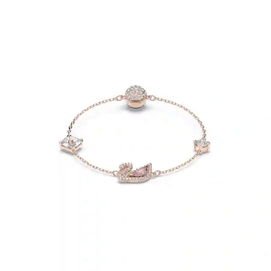 Resim Dazzling Swan Bileklik, Mıknatıslı kapama mekanizması, Kuğu, Pembe, Pembe altın rengi kaplama