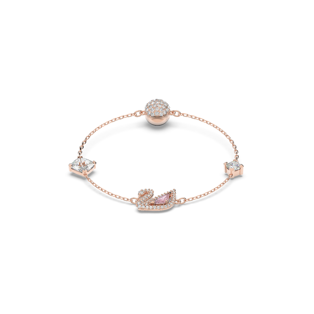 Resim Dazzling Swan Bileklik, Mıknatıslı kapama mekanizması, Kuğu, Pembe, Pembe altın rengi kaplama