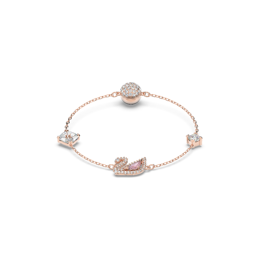 Resim Dazzling Swan Bileklik, Mıknatıslı kapama mekanizması, Kuğu, Pembe, Pembe altın rengi kaplama