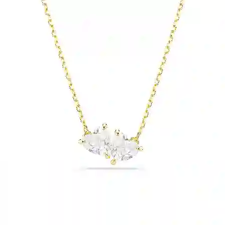 Resim Mesmera Attract Kolye, Kalp, Beyaz, Altın rengi kaplama