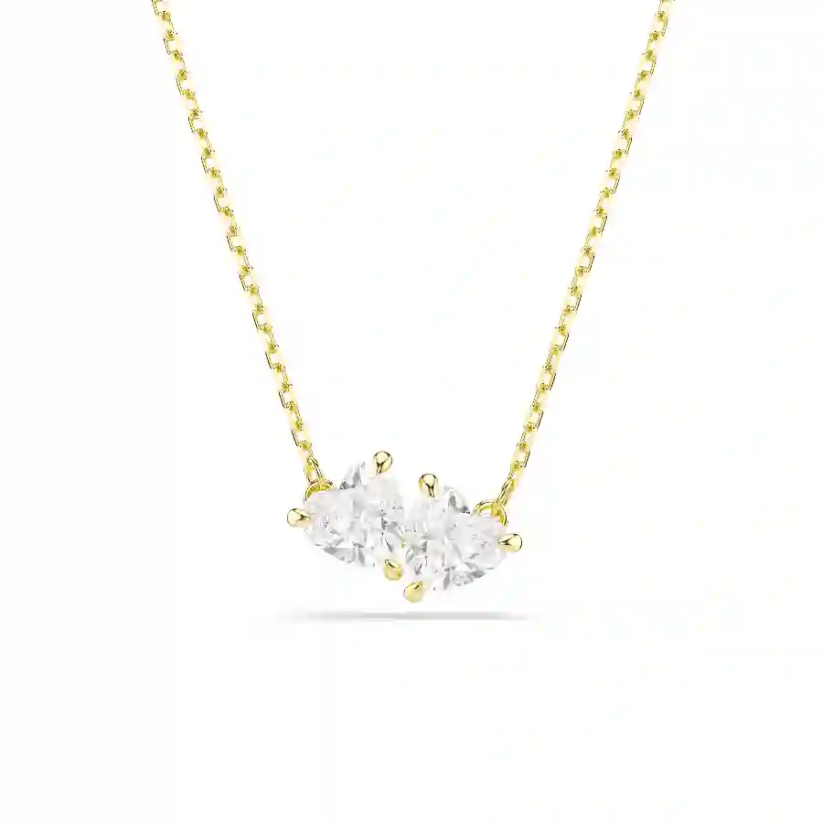 Resim Mesmera Attract Kolye, Kalp, Beyaz, Altın rengi kaplama