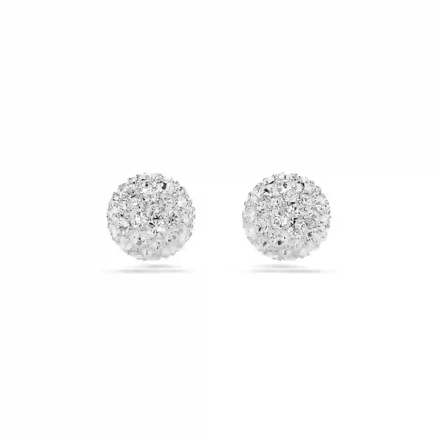 Resim Dextera düğme Küpeler, Yuvarlak kesim, Küre, Beyaz, Rodyum kaplama