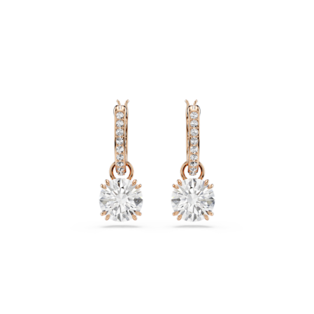 Resim Constella damla küpeler, Yuvarlak kesim, Beyaz, Pembe altın rengi kaplama